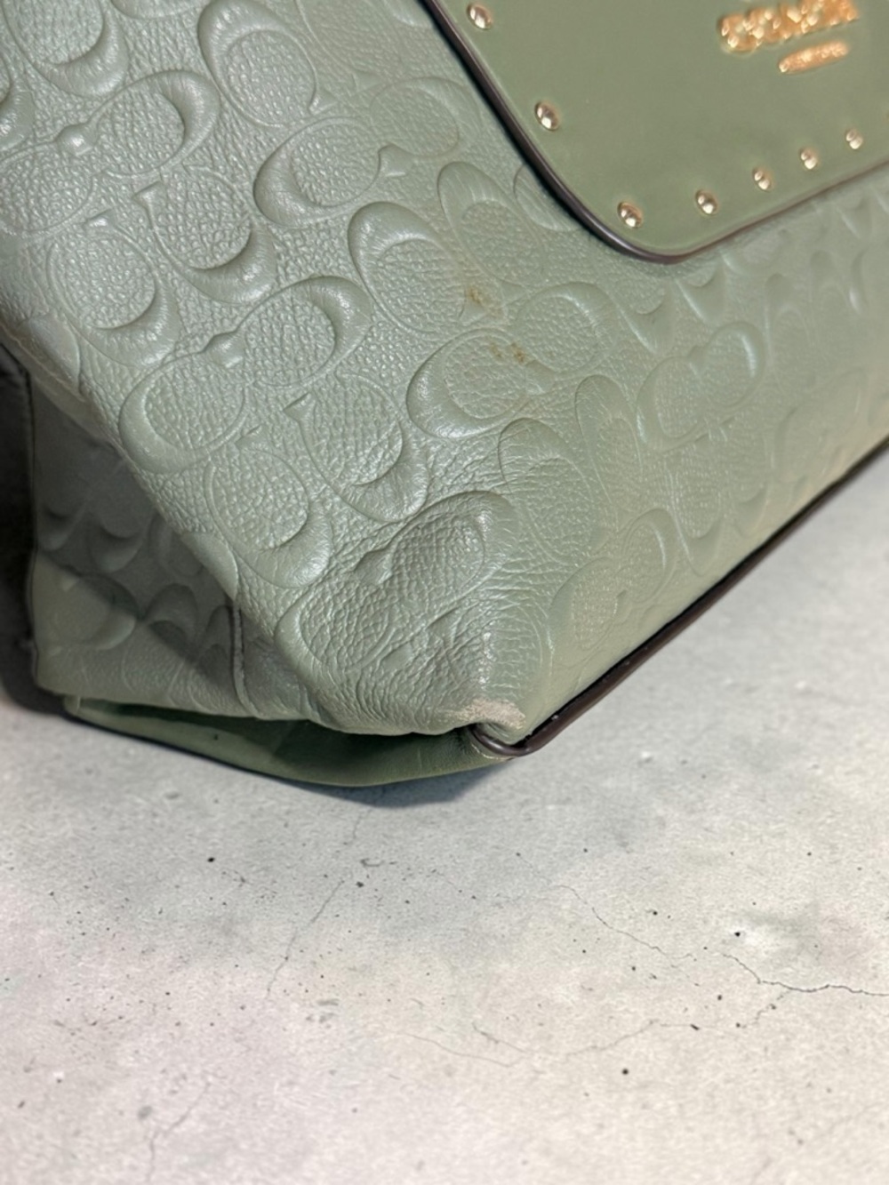Coach Military Green Gold Emma Satchel Signature Leather Style F76639 - Picture 10 of 12